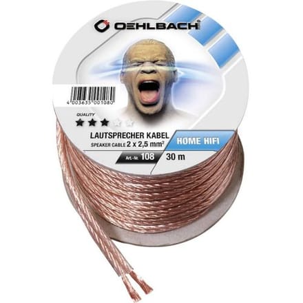 Oehlbach 108 Luidsprekerkabel 1 x 2 x 2.5 mm² + 1 x 2 x 2.5 mm² Transparant 30 m