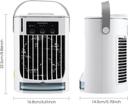 Draagbare Airco - Mini Koeler Fan - Persoonlijke Verkoeling - Dubbele IJsmist Modi - 30H cm - Wit