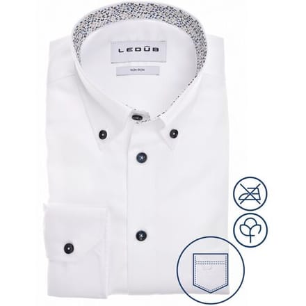 Ledûb Overhemd Urban Contrast Collar Wit / male