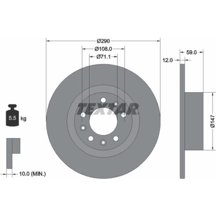 Remschijf TEXTAR 92313603 achter, compleet, 1 stuk