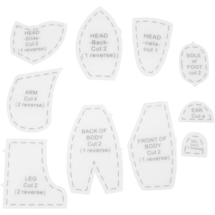Geheugenbeer Sjabloon Liniaal 10 Stuks Acryl Naaipatroon Set voor Schattige Poppen Maken Medium (12 inch) white