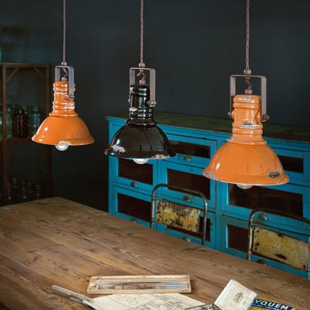 Ferroluce Hanglamp C1691 in zwart industrieel ontwerp