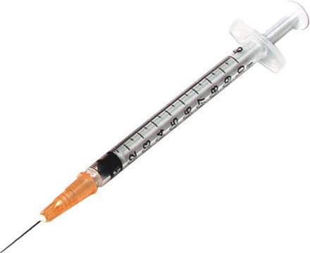 100 STUKS Insulinespuit 1 ml 25G 0,5x16 mm LATEXVRIJ