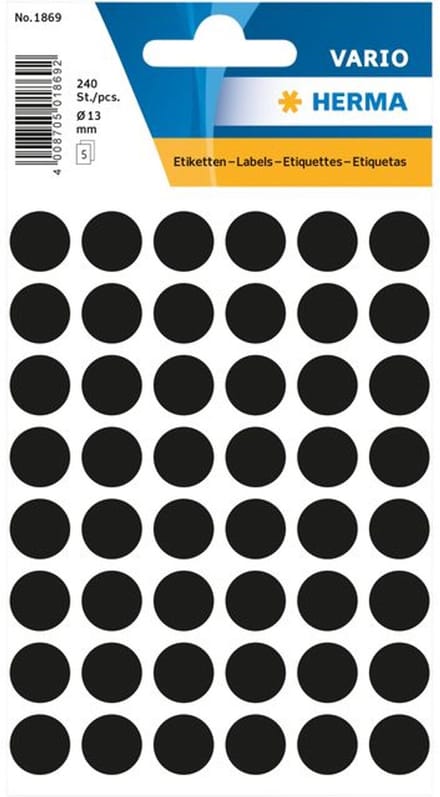 Herma 1869 Etiket Rond 12mm Zwart