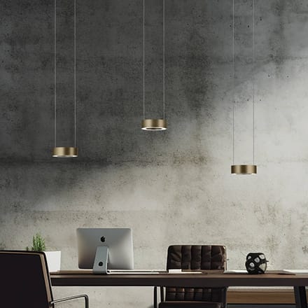 Knapstein LED hanglamp Zera-3, lengte 120 cm, bronskleurig, prisma-afdekking