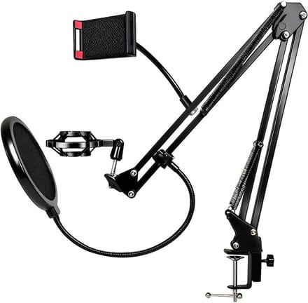 Microfoonarm - Studiomeubel - Opnemen Podcast - Stevige Metalen Constructie - Schroefdraadmontage - Zwart