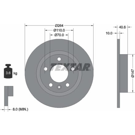 Remschijf TEXTAR 92186403 achter, compleet, 1 stuk