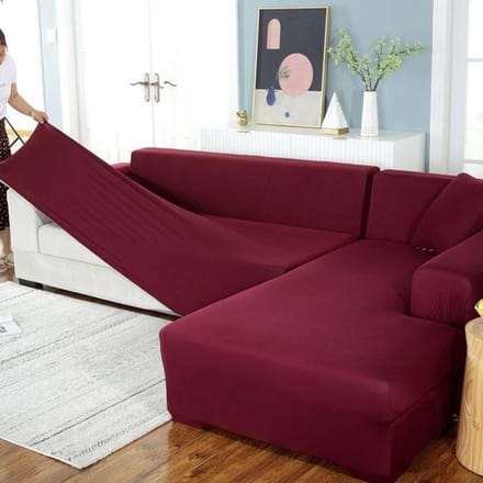 Housse de canapé élastique tout compris quatre saisons impression générale housse de serviette de canapé salon maison housse de canapé d'angle 1/2/3/4 places 3-Seat 190-230cm 1PC rouge
