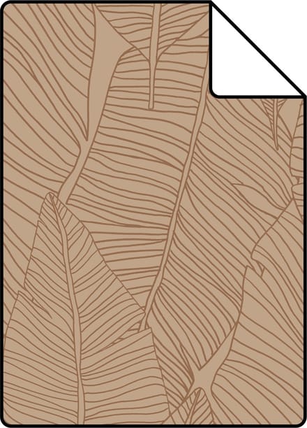 Proefstaal ESTAhome behang getekende bladeren terracotta roze - 26.5 x 21 cm - 139353-S