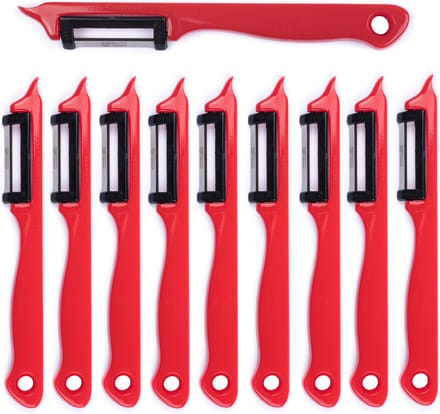 Solingen Dunschiller Enkel Mes – voor Fruit- en Groenteschiller – Kunststof – Rood – 10 stuks