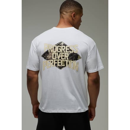 Active Camo Vooruitgang Boven Perfectie Oversized T-shirt | White | Size Large