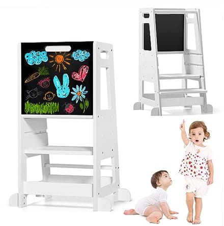 Leertoren voor Kinderen en Baby's met Instelbare Hoogtes - Houten Peuterkeukenhulp