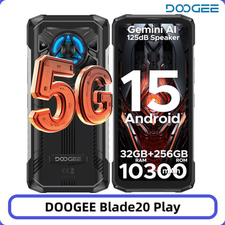Globale versie DOOGEE Blade20 Play 5G robuuste telefoon 6,6'' Gemini Al 125dB speaker 10300mAh batterij NFC Android 15 mobiele telefoon