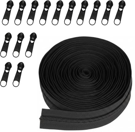 Dailygoods- Eindeloze Ritssluiting 5 m - 15 Ritsen - Wit Nylon - Duurzaam - Slijtvast - Flexibel Ontwerp