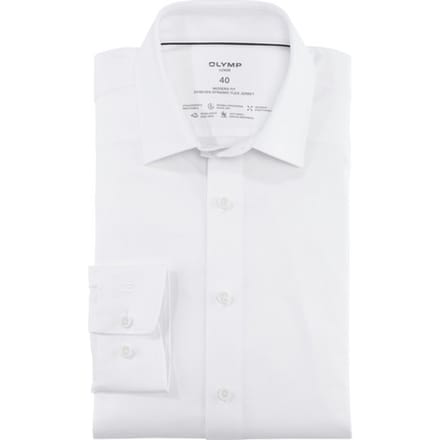 OLYMP Luxor 24/Seven modern fit overhemd - wit tricot - Strijkvriendelijk - Boordmaat: 37