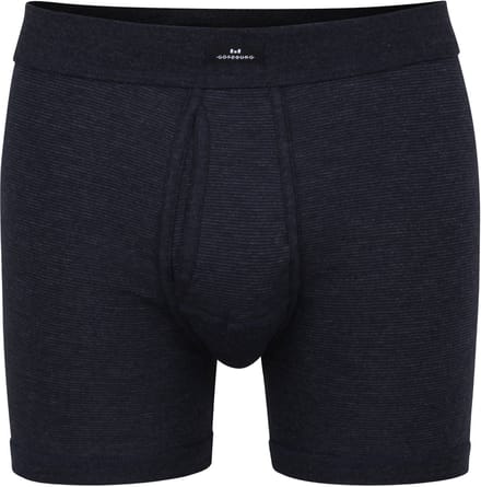 Gotzburg heren boxer lang met gulp (1-pack) - middenblauw gestreept