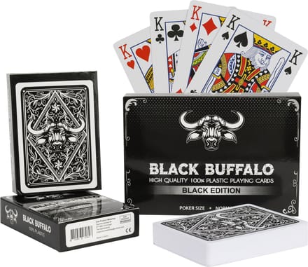 Black Buffalo - 100% Plastic Pokerkaarten - 2 kaartspellen - Waterdichte & Kreukvrije speelkaarten - 63*88mm