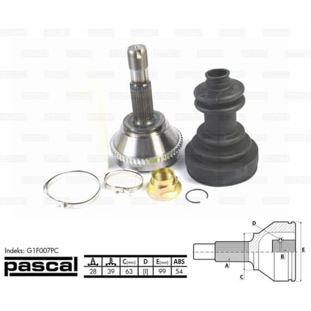 Homokineet reparatie set, aandrijfas PASCAL G1F007PC