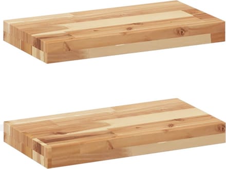 vidaXL - Wandschappen - 2 - st - zwevend - olieafwerking - 40x20x4 - cm - acaciahout
