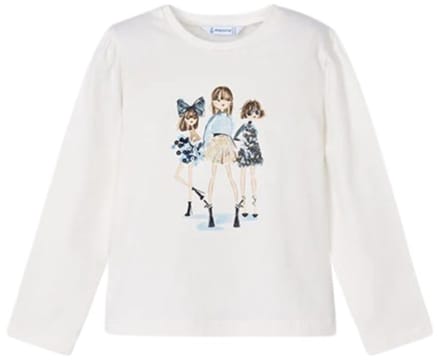 Mayoral creme T-shirtje met meisjes