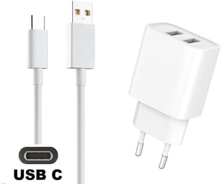 OneOne 2.4A lader met 2 poorten + 1,0m sterke USB C kabel. Oplader adapter past op BlackBerry DTEK60, Evolve, Evolve X, Key 2, Key 2 LE, KEYone, Mercury, Motion /