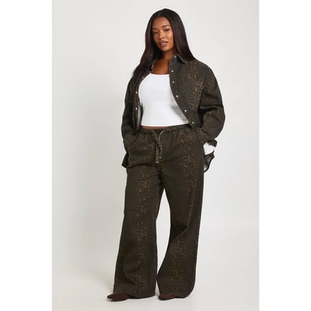 boohoo Dames Plus Leopard Jeans met Elastische Taille | Luipaardprint | Maat: 44