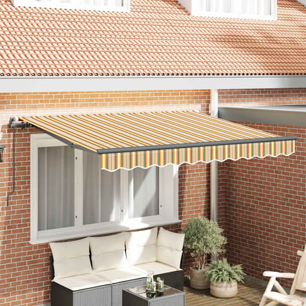 vidaXL - Uitschuifbare - luifel - Geel - en - Grijs - 250 - x - 200 - cm - Stof