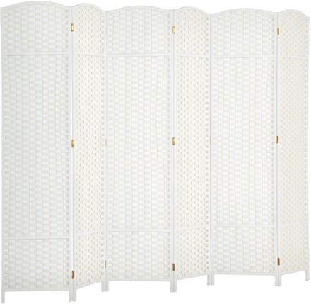 HOMCOM Kamerverdeler Polypropyleen, grenenhout 240L x 1,6B x 170H cm Wit