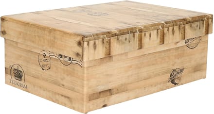 5Five Opbergdoos/box - houtkleur - L28 x B19 x H10 cm - Stevig karton - Woodybox