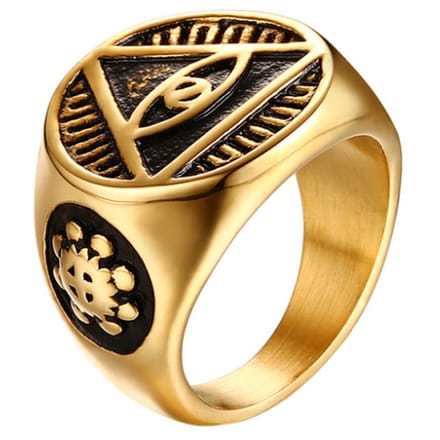 Edelstaal zegelring voor mannen Eye Of Providence Gold-21mm