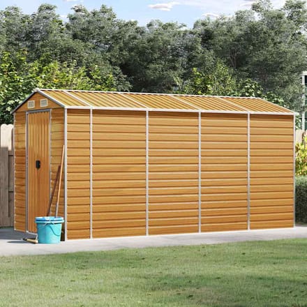 vidaXL - Tuinschuur - 191x385x198 - cm - gegalvaniseerd - staal - lichtbruin