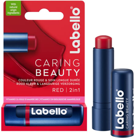 Labello Lippenbalsem Caring Beauty Red - 6 x 5.5 ml - Voordeelverpakking
