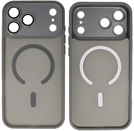 MagSafe Hoesje Geschikt voor iPhone 17 Pro Max - Mat-Transparent met Camera Beschermer Case - Grijs
