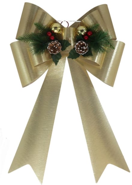Gerimport Grote decoratie strik - 41 x 66 cm - goud - met LED verlichting - kunststof