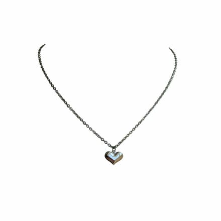 FlowJewels - schakel ketting - hart - staal - zilver kleurig