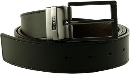 HUGO Leren Riem Gilbert-Soft Or35 Leather Belt W115 Black / Brown Zwart Donkerbruin