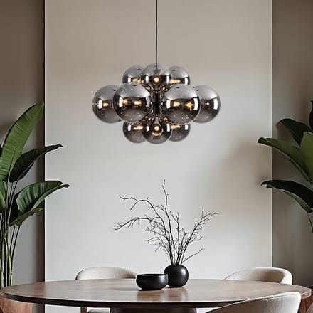LumenXL Design hanglamp zwart - smoke glas, 12-lichts - Decadi