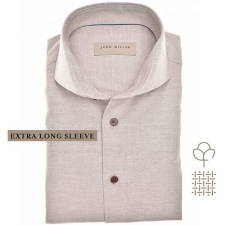 John Miller Overhemd Extra Long Sleeve Cutaway Flanel Mouwlengte 7 Licht Bruin / male