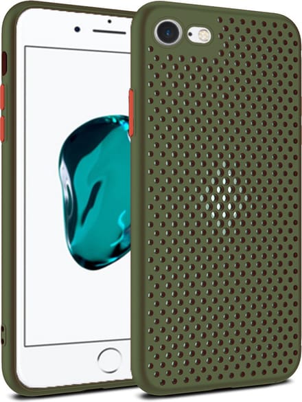 Smartphonica iPhone 7/8 Plus siliconen hoesje met gaatjes - Legergroen geschikt voor Apple iPhone 7 Plus;Apple iPhone 8 Plus