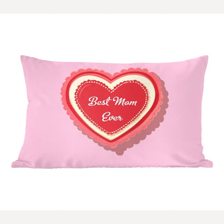 Sierkussens - Kussentjes Woonkamer - 60x40 cm - Tekst - Hartje - Moeder - Roze