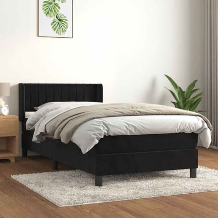 vidaXL - Boxspring - met - matras - fluweel - zwart - 80x200 - cm