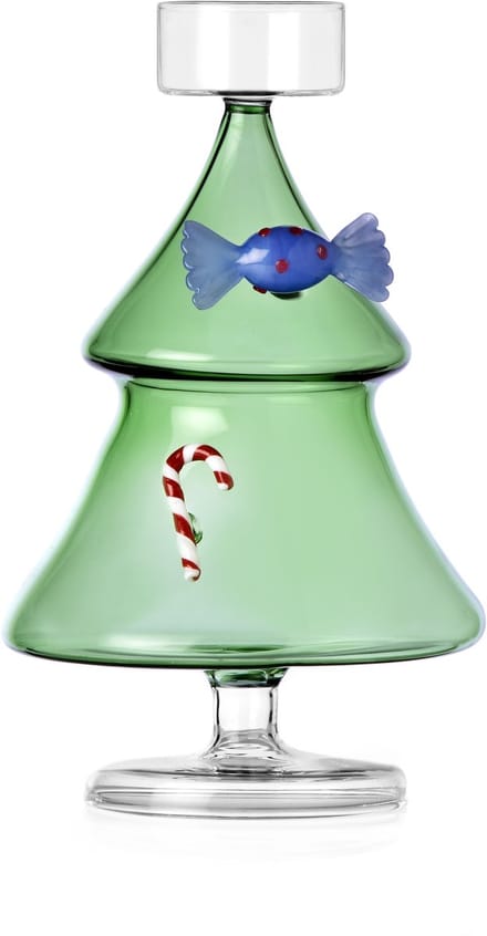 Ichendorf Milano - Waxinelichthouder kerstboom groen glas - 19 cm