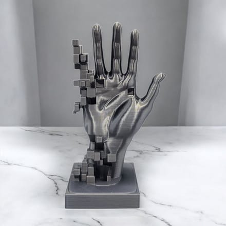 Layerzz - 3-D geprint beeld - Pixel Touch- abstract Handbeeld - woondecoratie 15cm