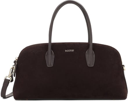 Suede brown handbag with handles