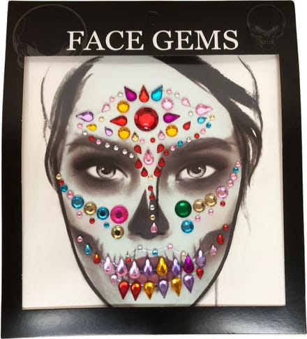 Halloween Glitters - Face en Body Opplak Steentjes - Multi kleur - Halloween Doodshoofd