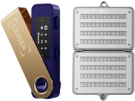 Ledger Nano S Plus Ferro Fuchsia + Ellipal Seed Phrase Steel - Hardware Walllet Bundel - Bluetooth - Seed Phrase opslag - Offline bescherming voor Crypto