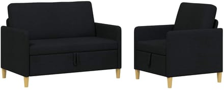 vidaXL - Sofa - Set - Met - Opslag - 2 - st - Zwart - Polyester