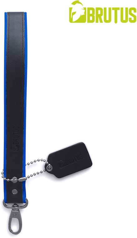 Brutus - Korte Lederen Bondage Leash - Zwart/Blauw