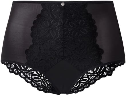 TruYou - Dames - Maxislip bloemen-kant microvezels - Zwart - Maat 58+