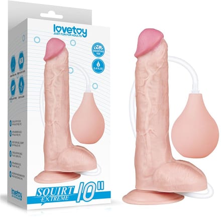 Spuitende Realistische Dildo met Knijpbal